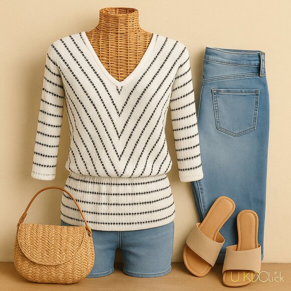 Knox Rose Sweater Top S | Chevron Knit Long Sleeve Pullover Boho Chic - Picture 1 of 12